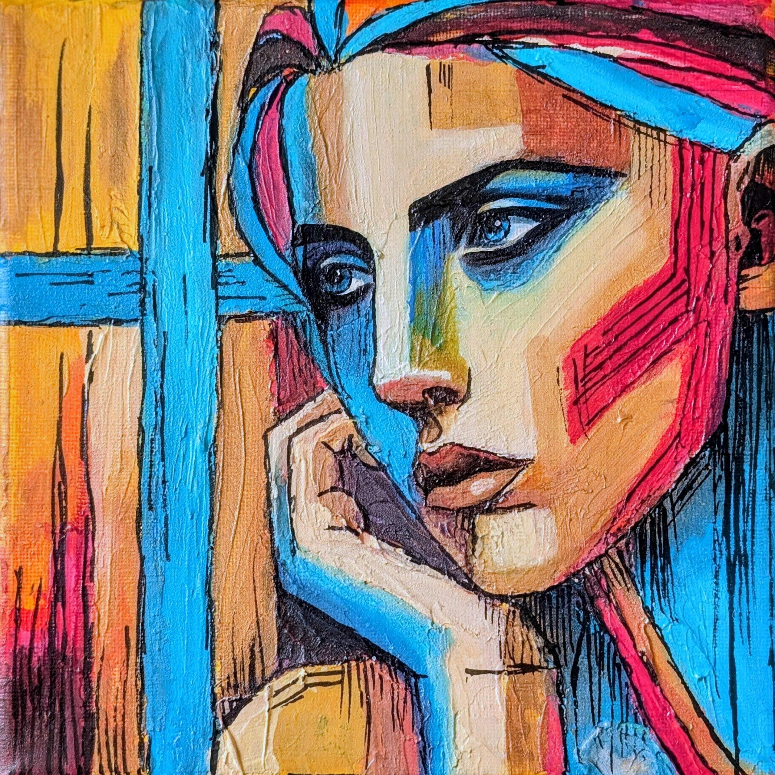 Thinking of You - Acrylic portrait on canvas